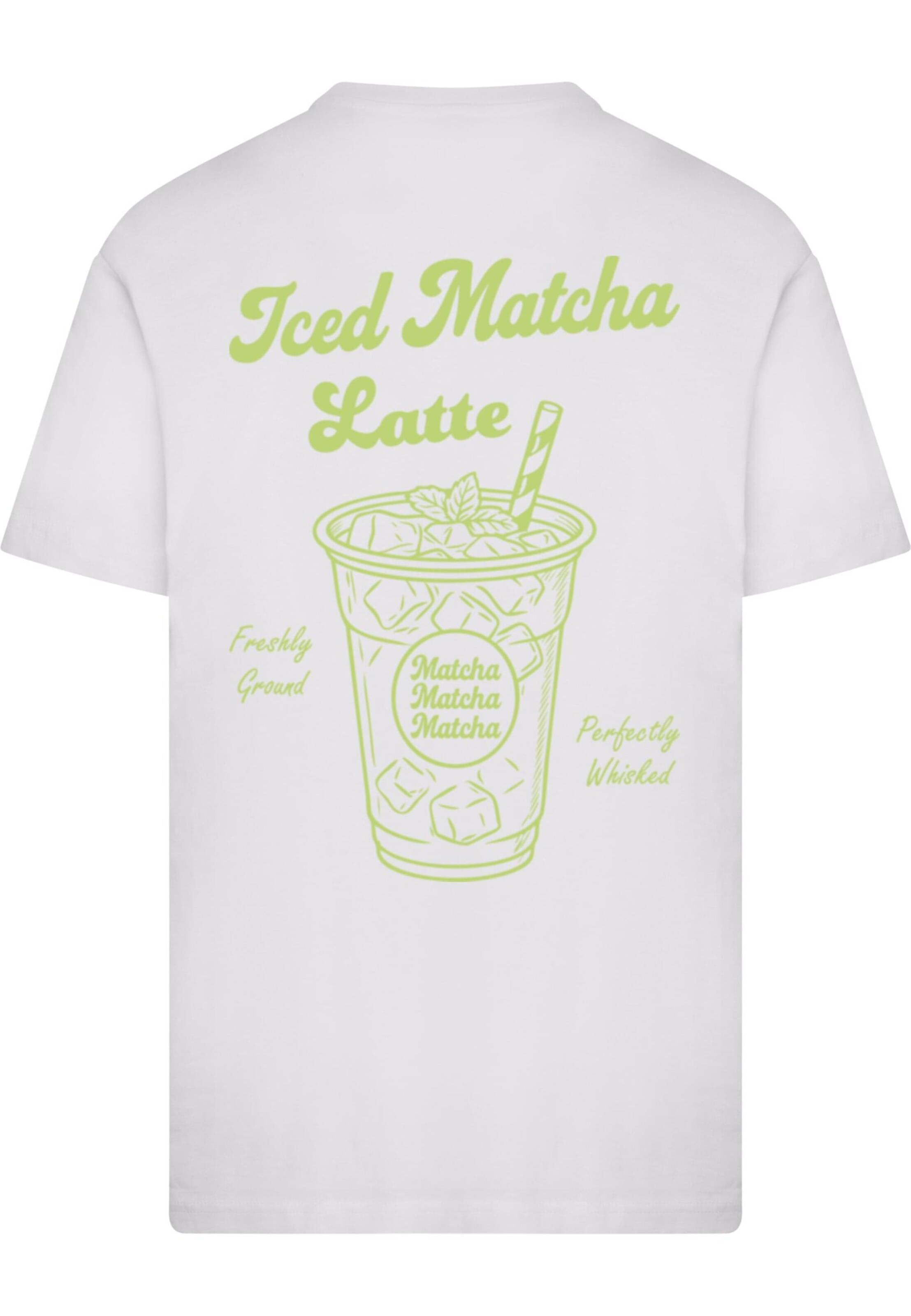 Merchcode Shirt 'Iced Matcha Latte' in Weiß