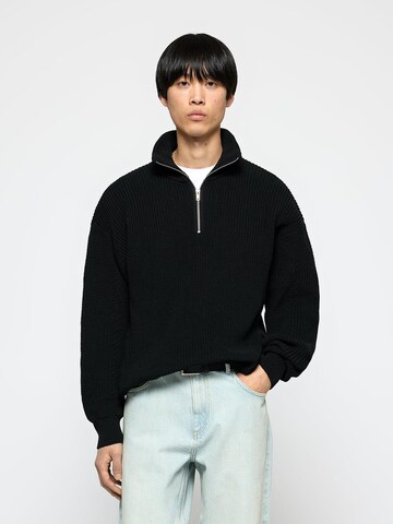 Burocs Sweater 'Knit Half-Zip' in Black