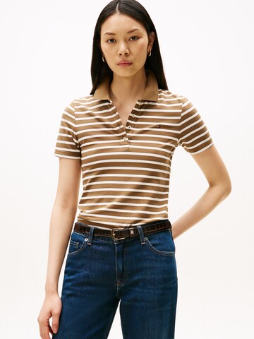 TOMMY HILFIGER Majica '1985' | rjava barva: sprednja stran