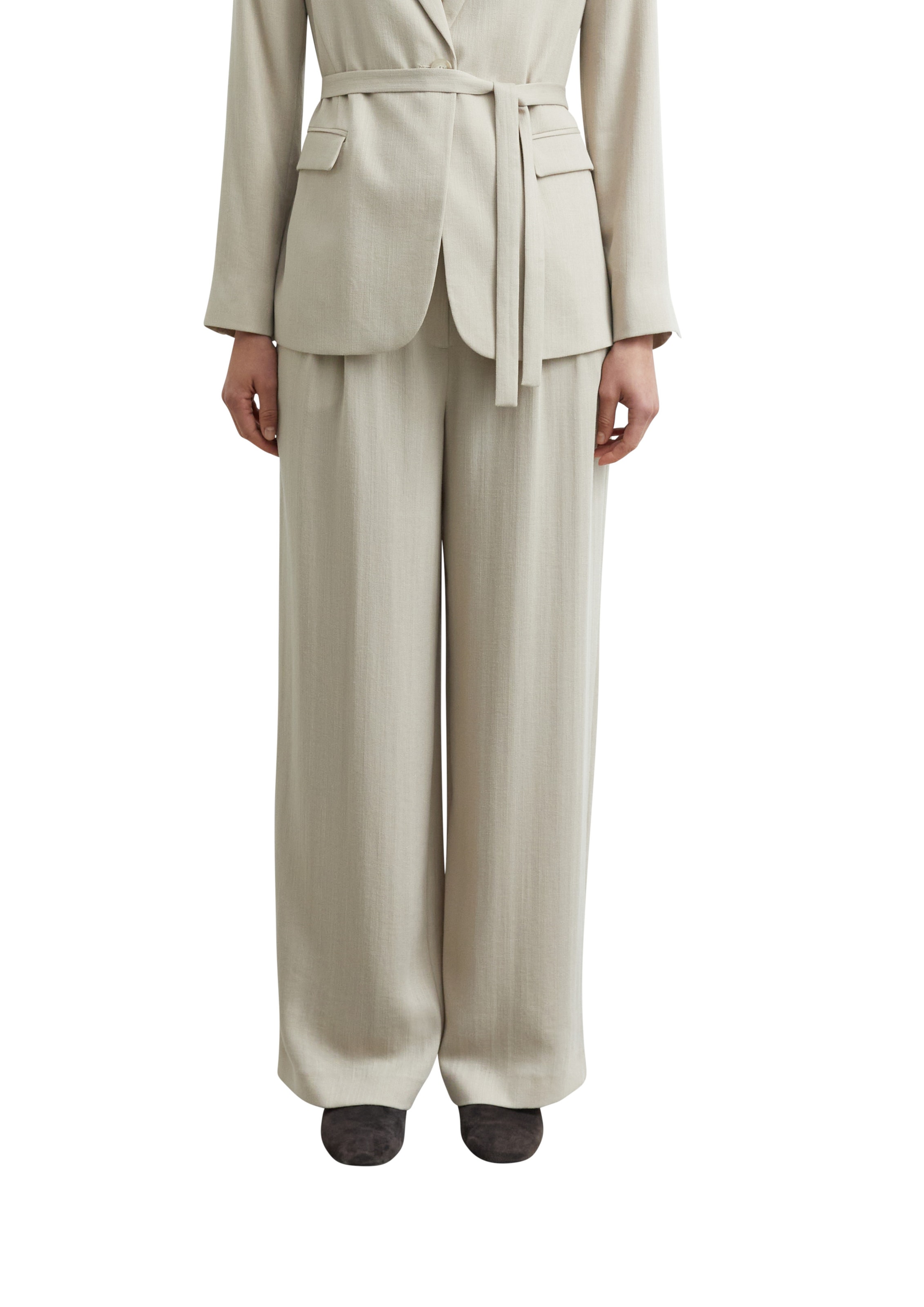 COMMA Wide leg Bandplooibroek in Beige: voorkant