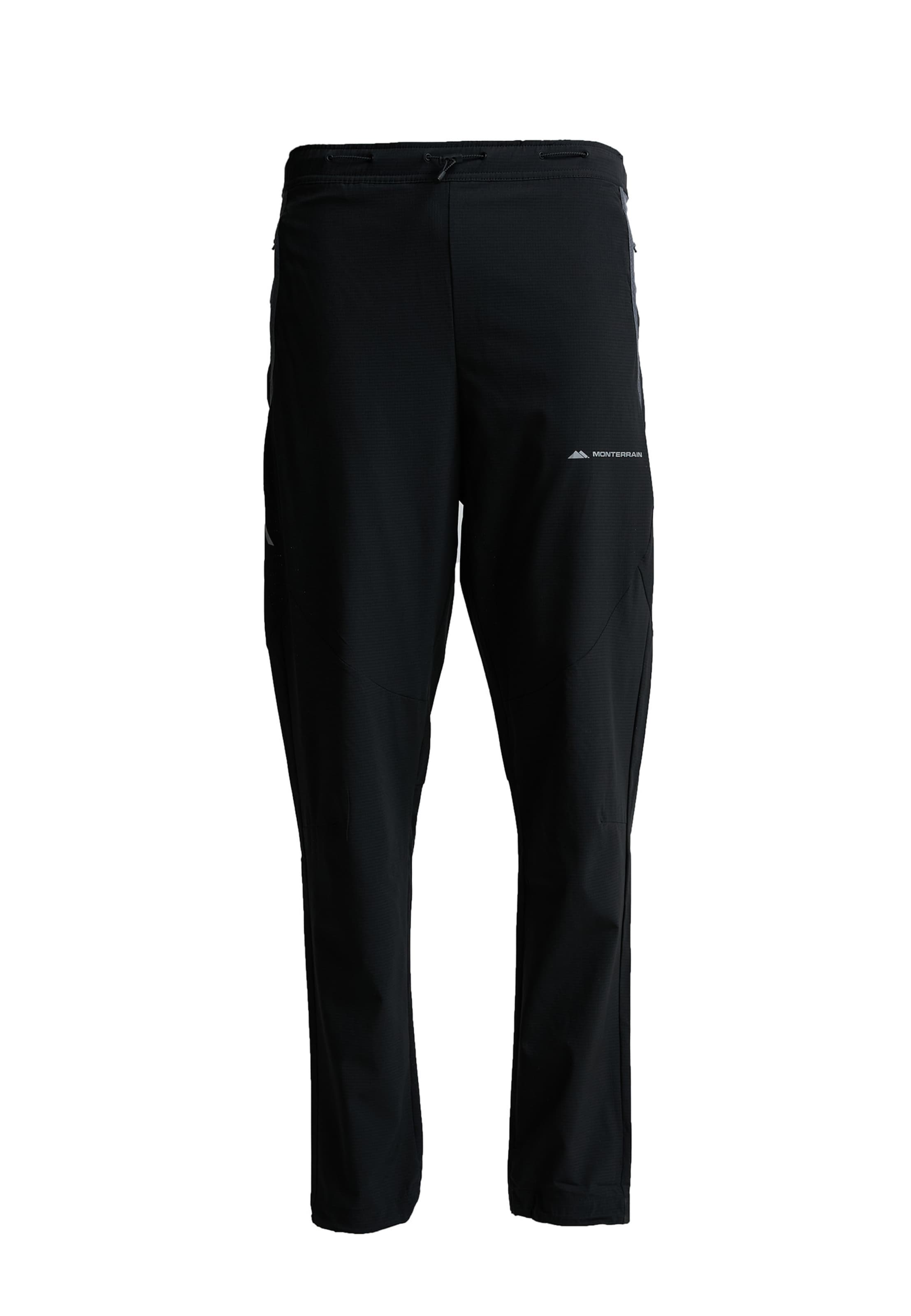 MONTERRAIN Tapered Pants in Black: front