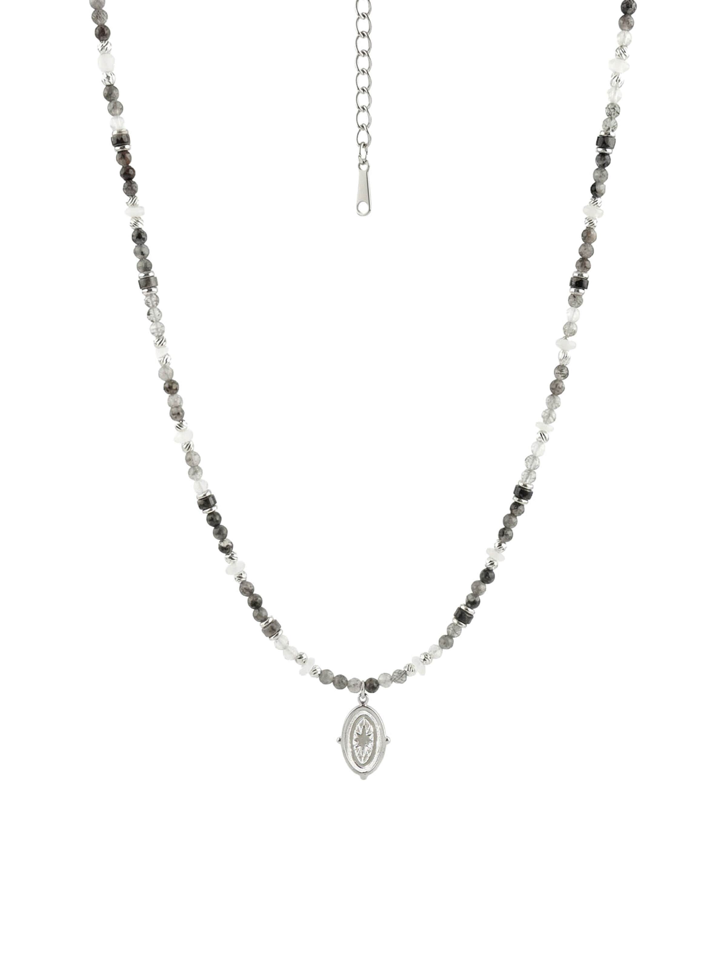 Nemomatheo Necklace 'Nachtkompass' in Grey: front