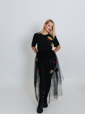 RADADA Shirt 'CROWN AND RED LIPS' in Zwart