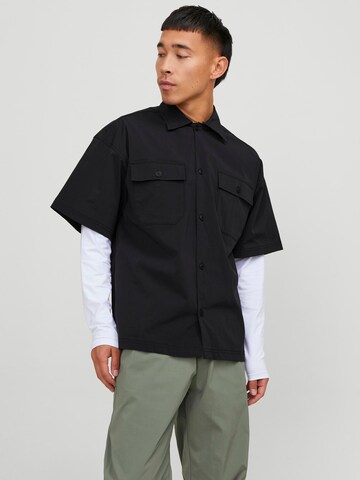 JACK & JONES Comfort fit Overhemd 'Altitude' in Zwart: voorkant