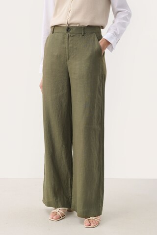 Part Two Wide Leg Hose 'Ninnes' in Grün: Vorderseite