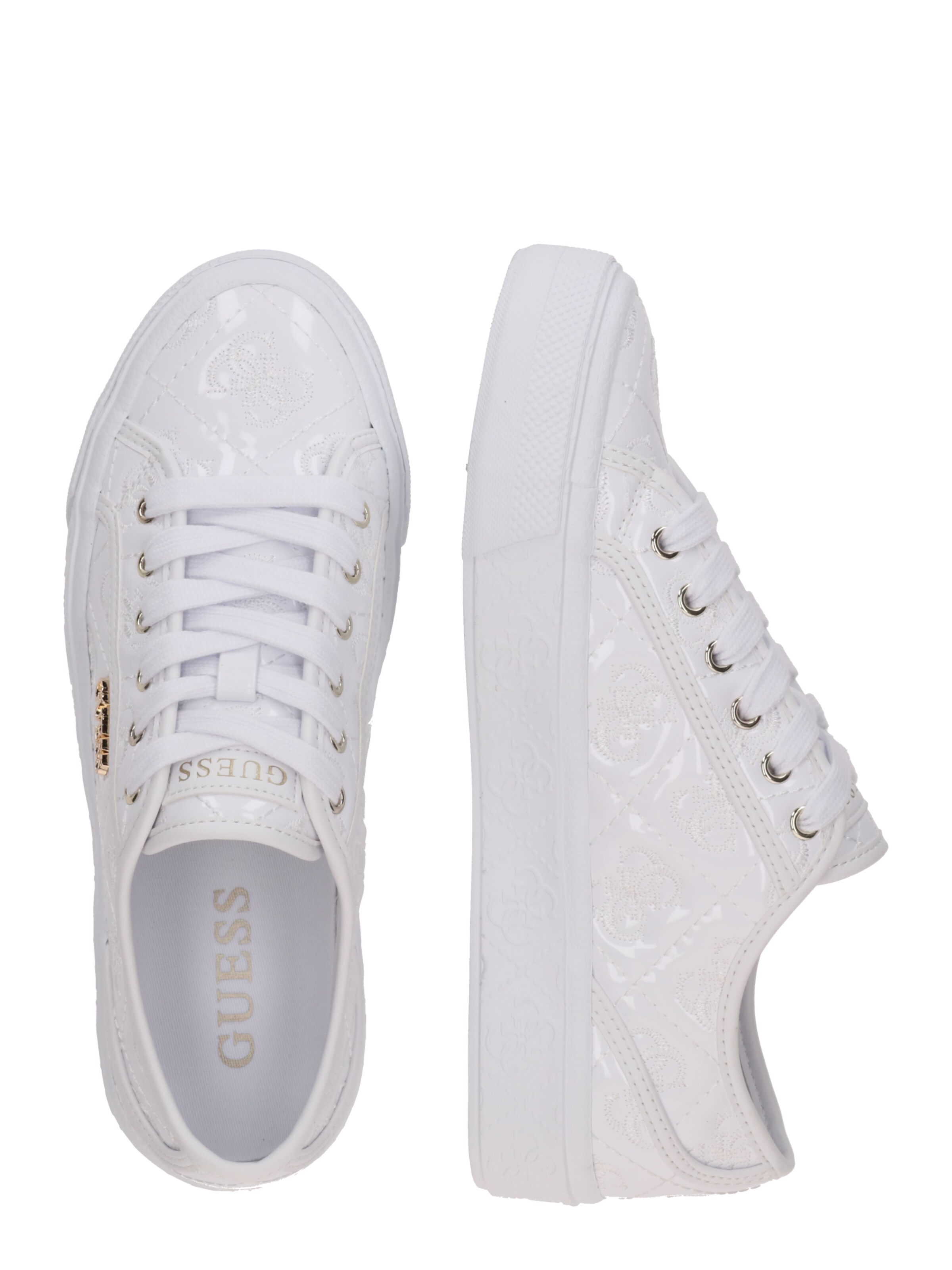 GUESS Matalavartiset tennarit 'JLOVE' värissä valkoinen