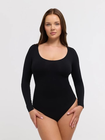Body modellante 'Longsleeve Sculpting Bodysuit with String' di cfab in nero