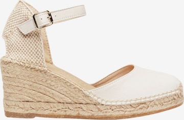 Alhamas Sandalen met riem 'Alpargata Cuña 7 cm' in Wit: voorkant