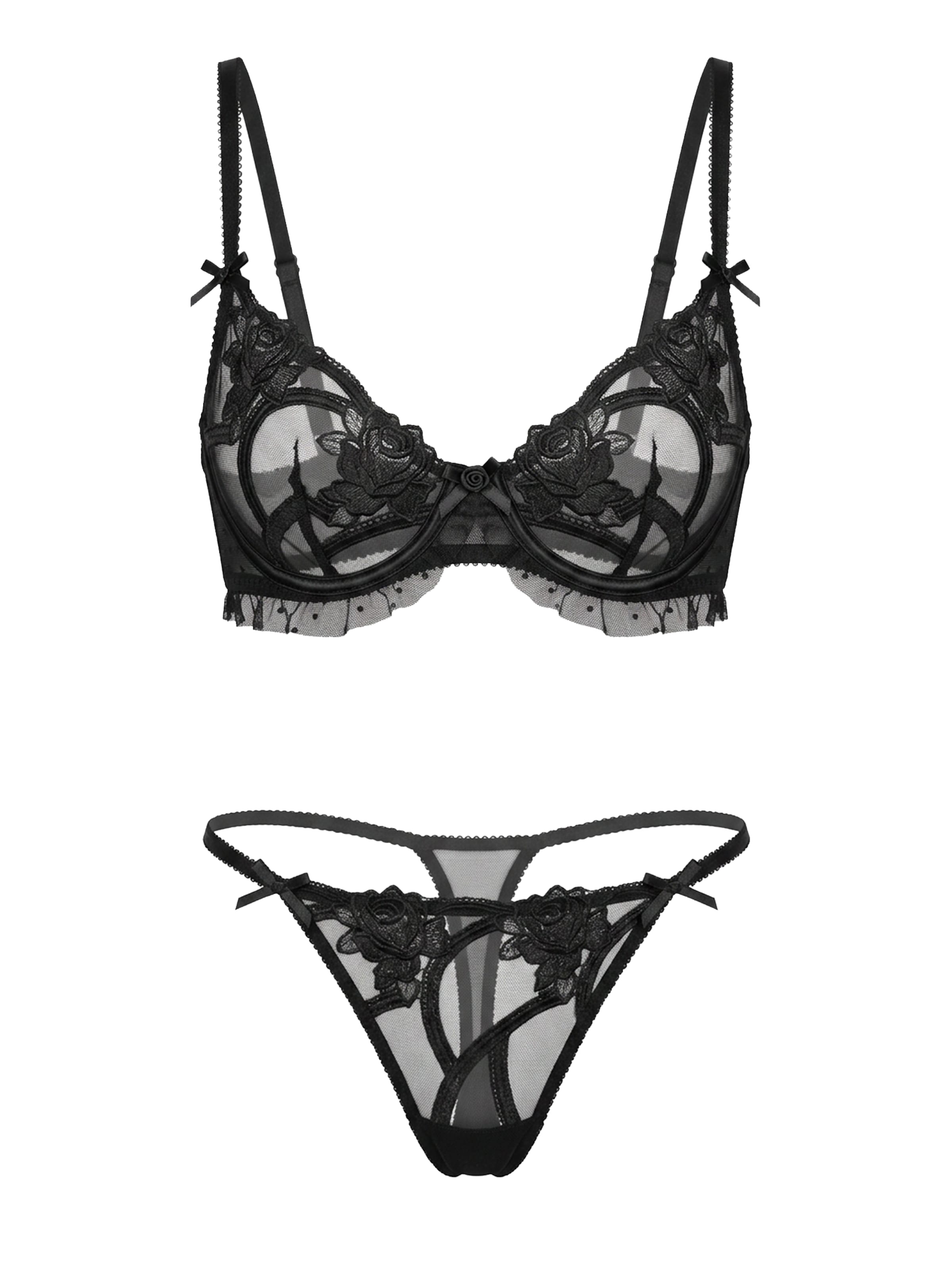 Balconcino Set di biancheria 'La Perla' di L.BEV in nero: frontale