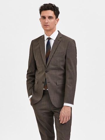 Coupe slim Veste de costume 'Elon' SELECTED HOMME en marron : devant