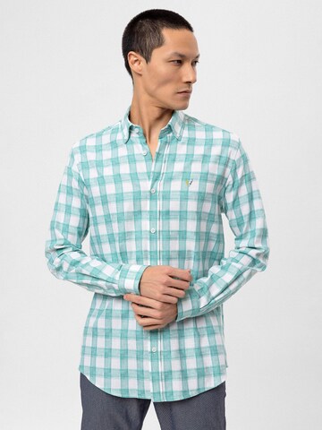 By Diess Collection Comfort fit Button Up Shirt in Green: front