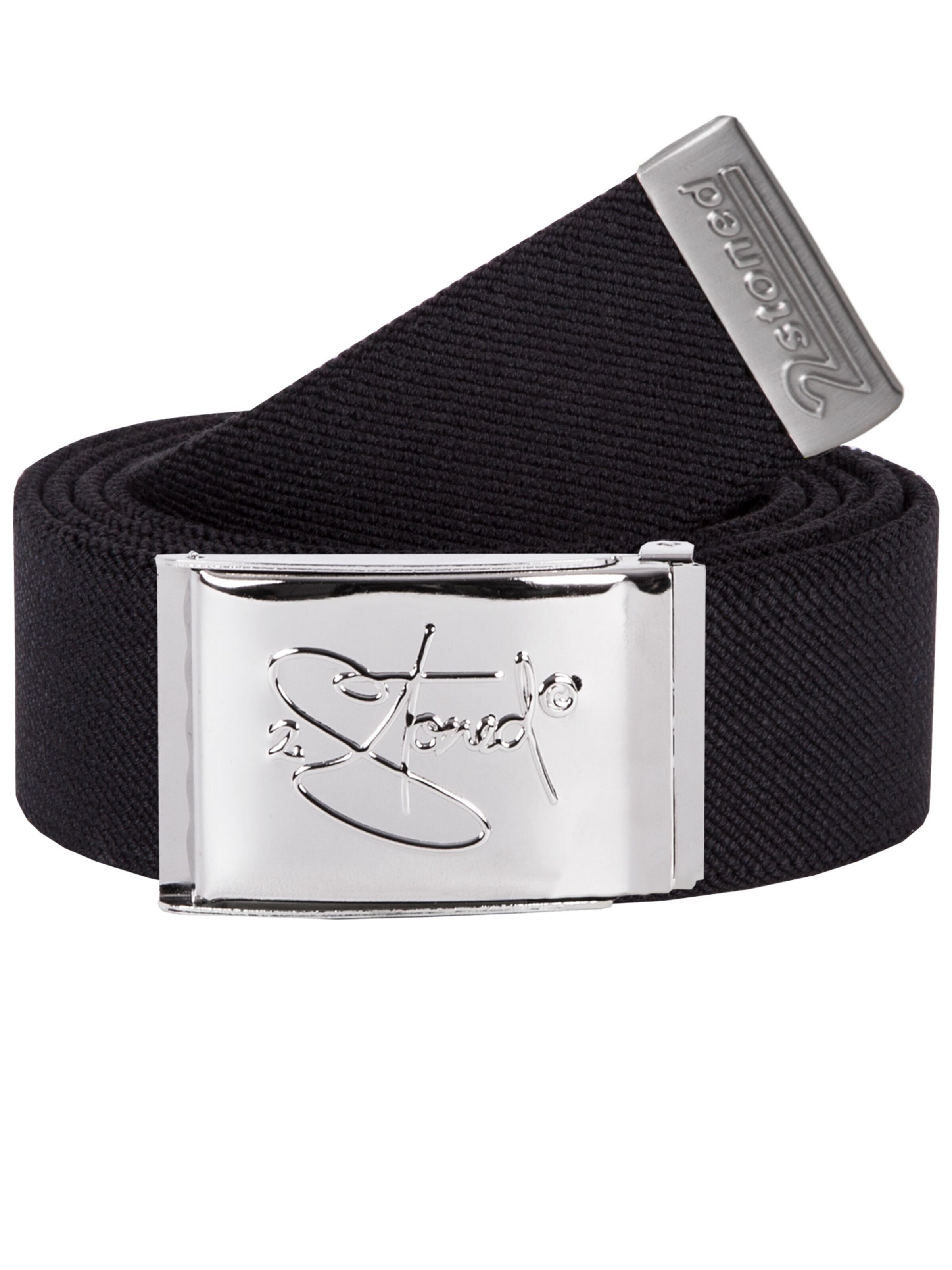 2Stoned Gürtel 'Stretch Classic Chrom'‌‌‌‌‌‌‌‌‌‌ in Schwarz: Vorderseite