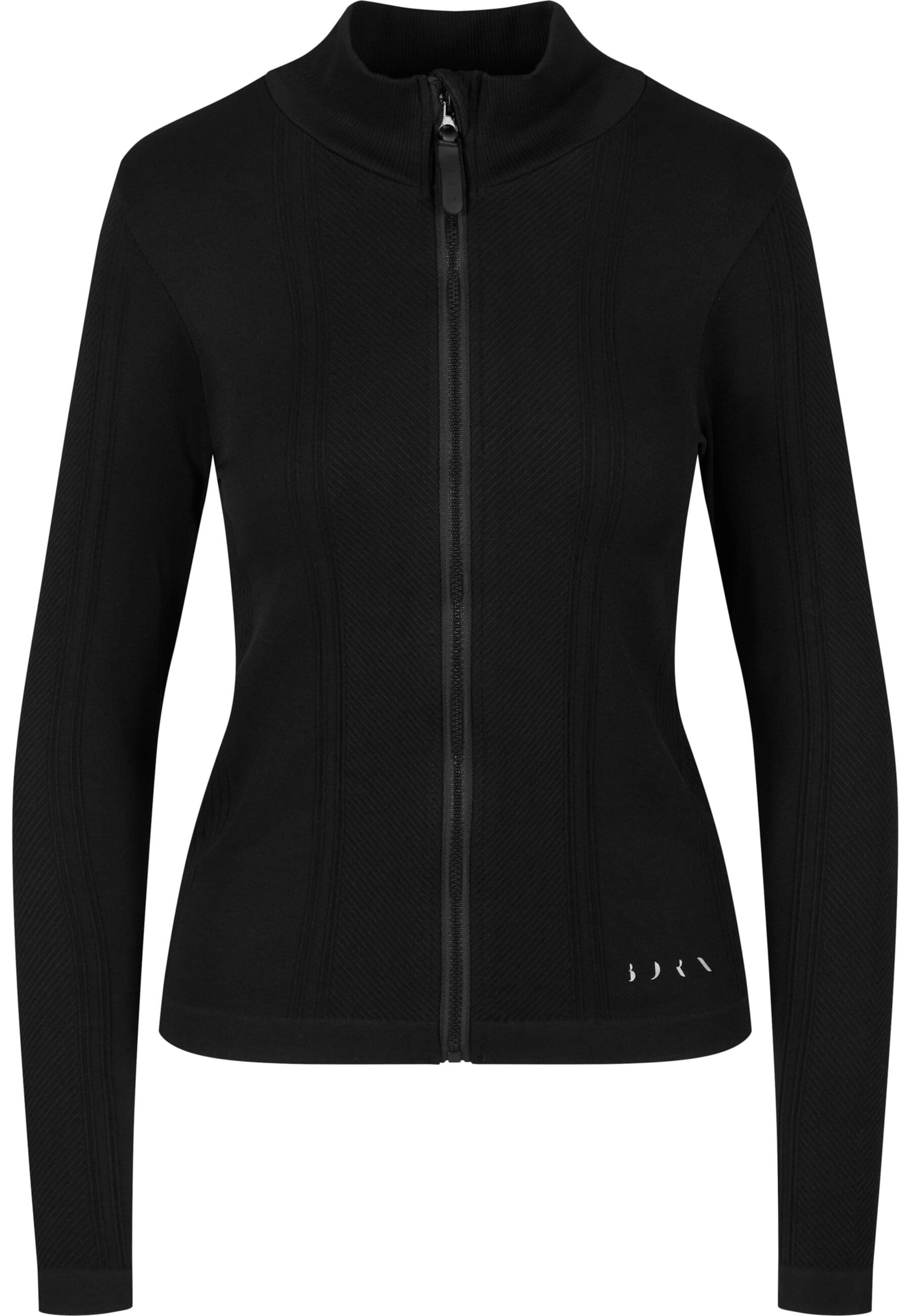 Born Living Yoga Sweatjacke in Schwarz: Vorderseite