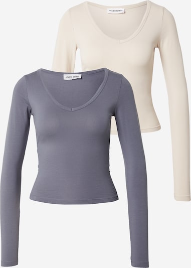 studioselect Camisa 'Bianca' em bege / cinzento escuro, Vista do artigo