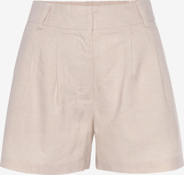 LASCANA Voltidega püksid, värv beež: eest vaates