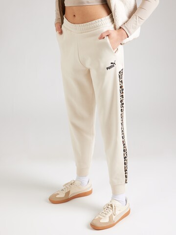 Effilé Pantalon de sport 'Essentials' PUMA en blanc : devant