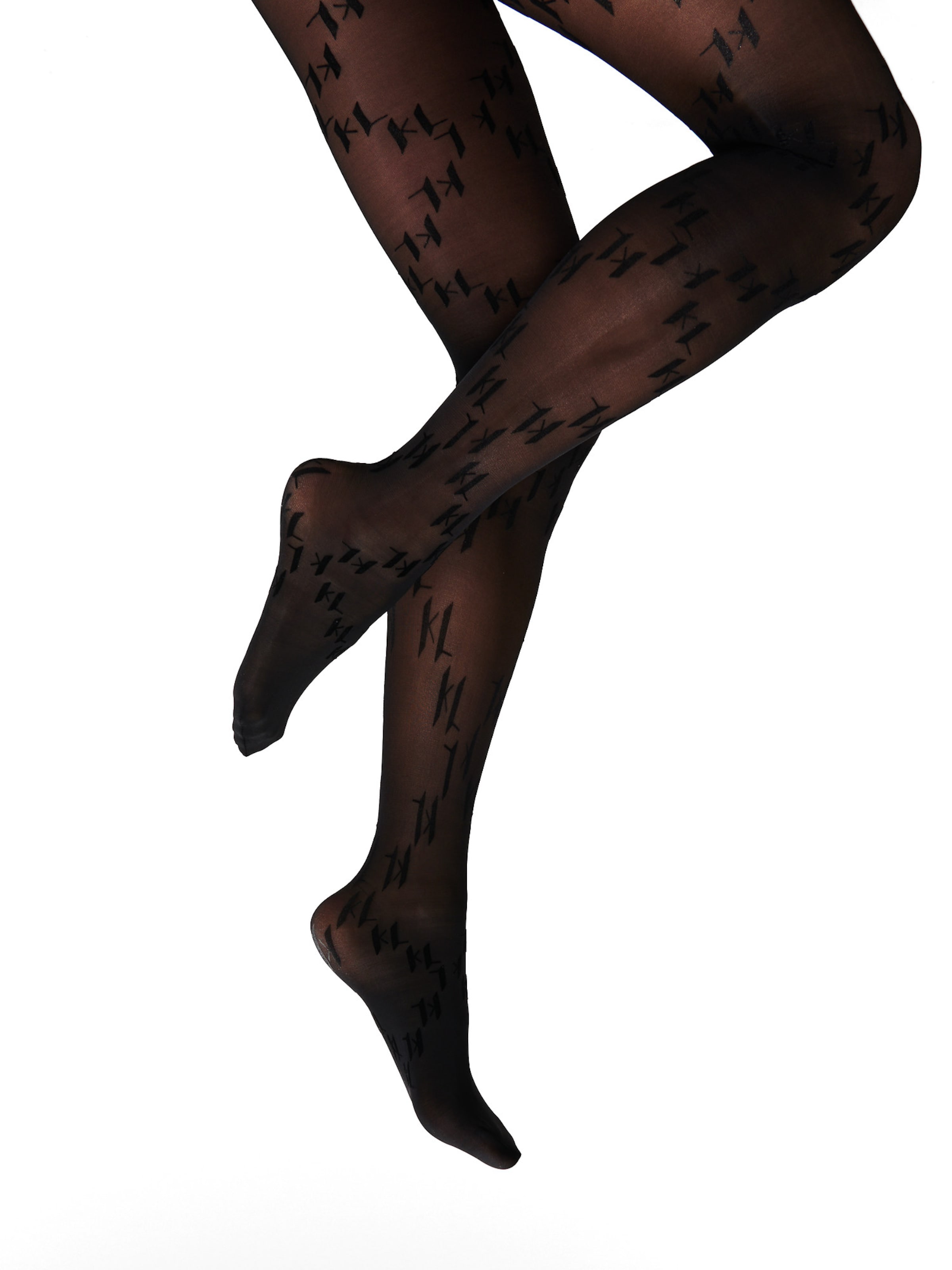 Șosete ' Monogram Tights ' de la Karl Lagerfeld pe negru: față