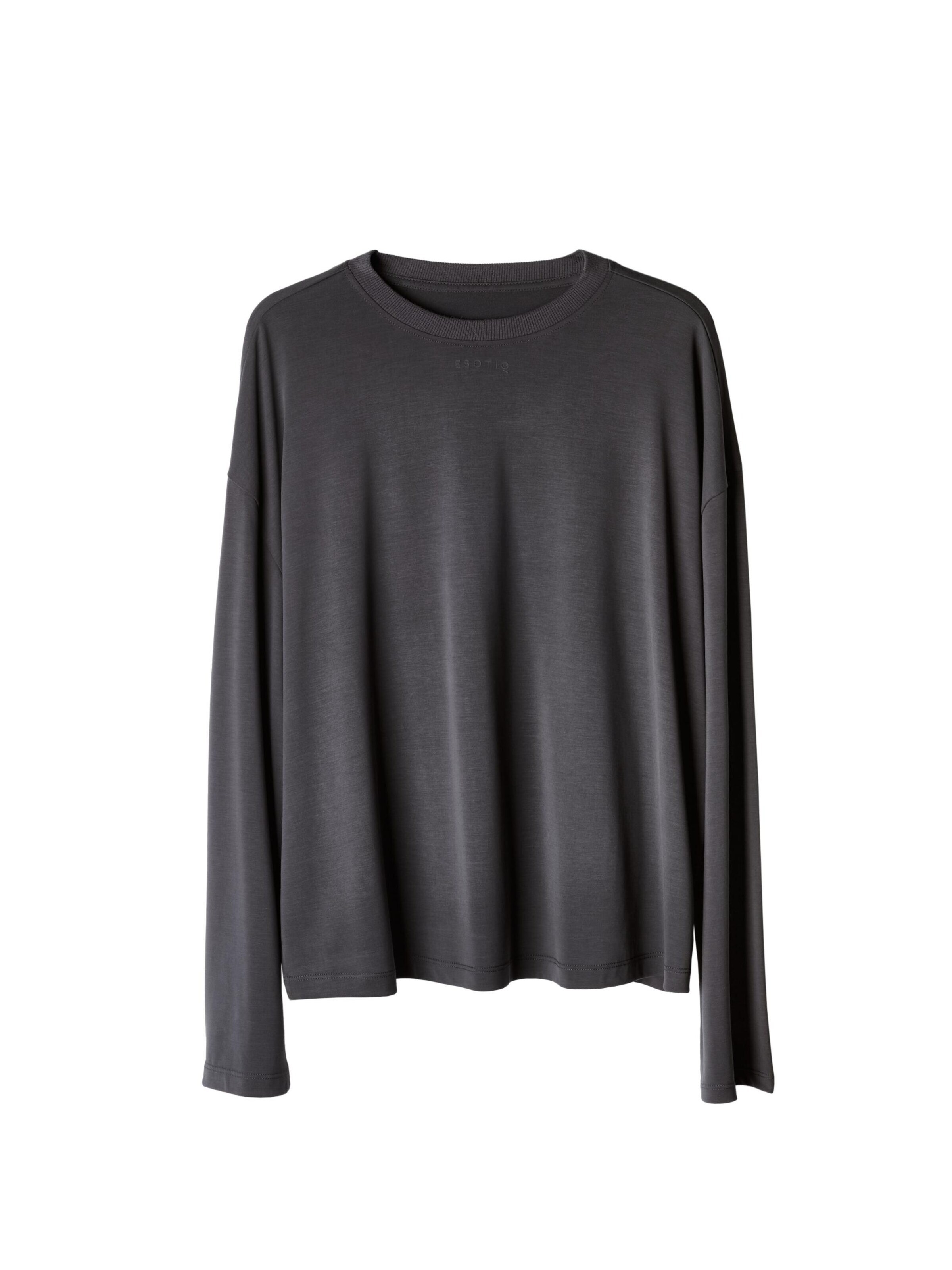ESOTIQ Shirt 'Boxy-Langarmshirt aus Modal mit 3D-Logo, Ruth 2' in Grey: front