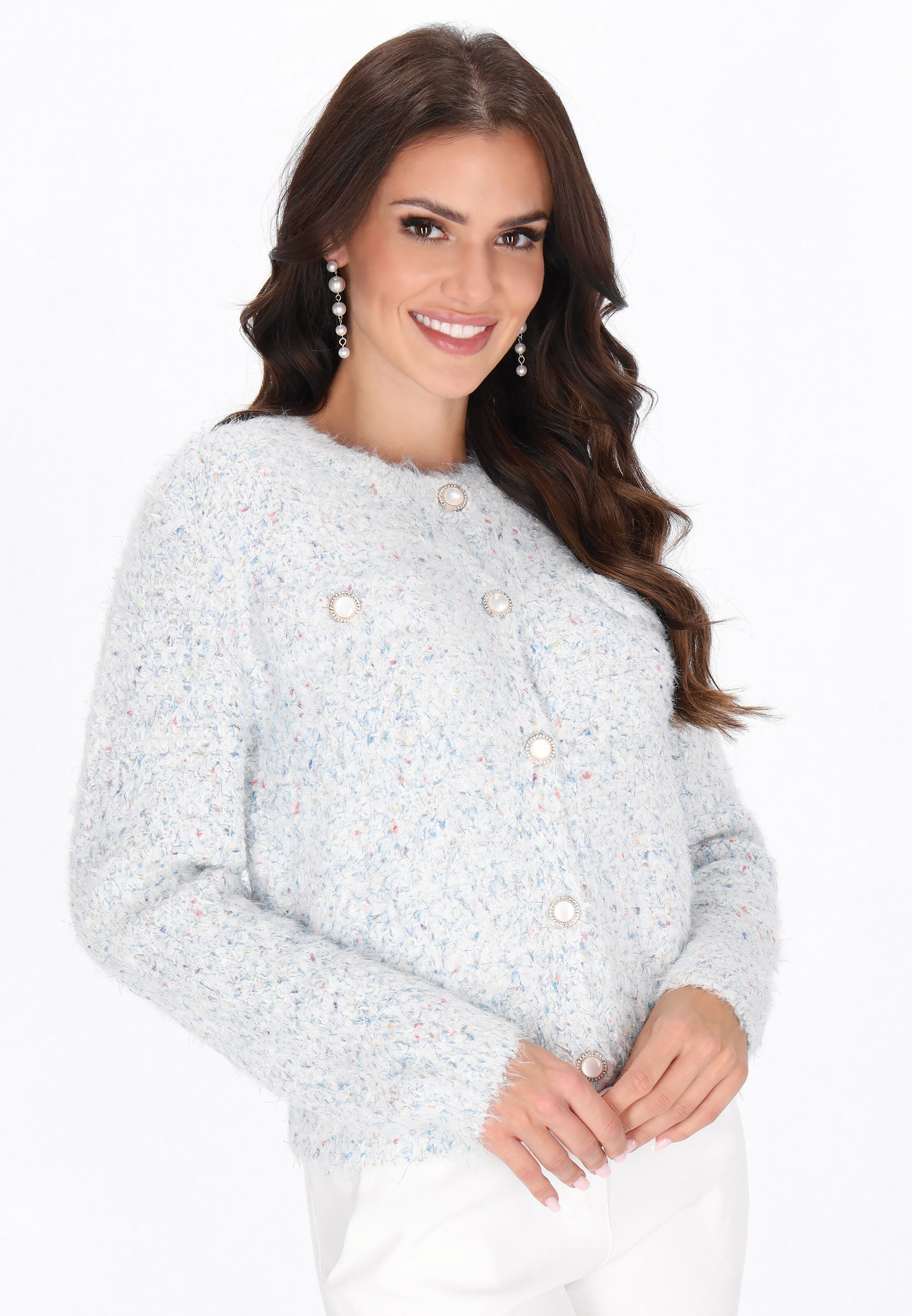 faina Cardigan in Weiß: Vorderseite