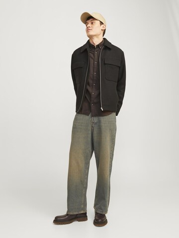 JACK & JONES Slim fit Button Up Shirt 'JJEClassic' in Brown