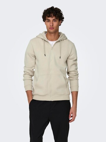 Only & Sons Regular Fit Sweatjacke 'CERES' in Grau: Vorderseite