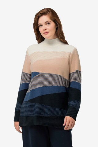 Ulla Popken Jacquard-Pullover in Beige: predná strana