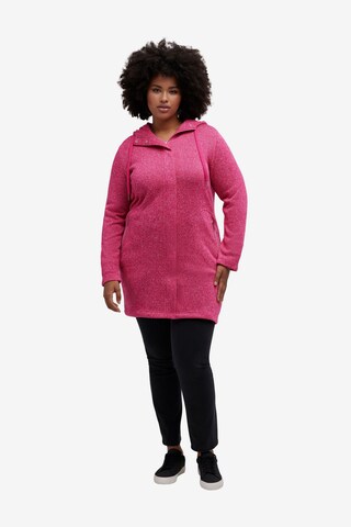 Ulla Popken Zip-Up Hoodie in Pink: front