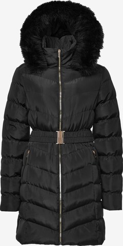 Threadbare Winter Coat 'Roo' in Black: front