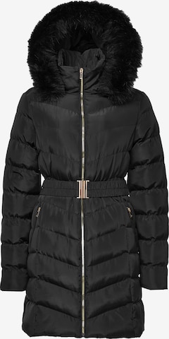 Threadbare Winter Coat 'Roo' in Black: front