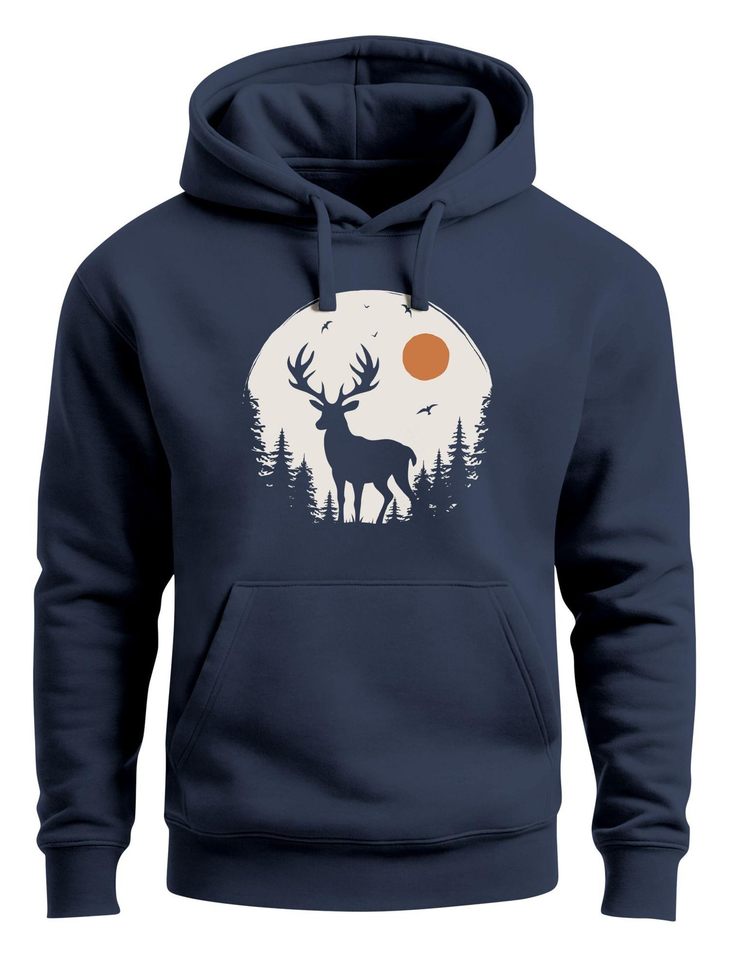Neverless Sweatshirt 'Wald Hirsch'‌‌‌‌‌‌‌ in Blau: Vorderseite