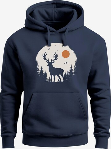 Neverless Sweatshirt 'Wald Hirsch' in Blau: Vorderseite