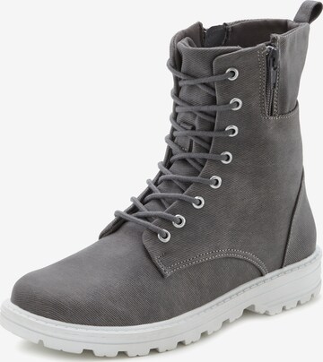 LASCANA Lace-Up Ankle Boots in Grey: front