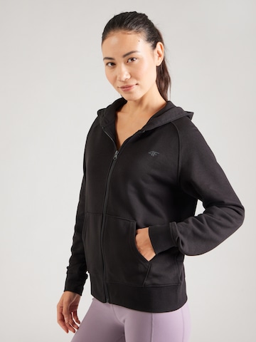 4F Sports sweat jacket in Black: front
