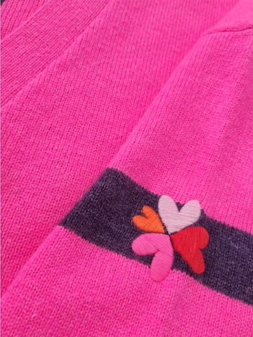 LIKS. Munich Knit cardigan 'Strickjacke Ärmel gestreift aus Organic Cotton-Woll-Mischung - DeltaC' in Pink