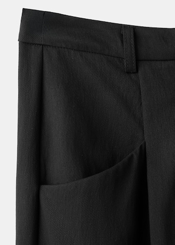 MANGO Wide leg Pleat-Front Pants 'ABEL' in Black