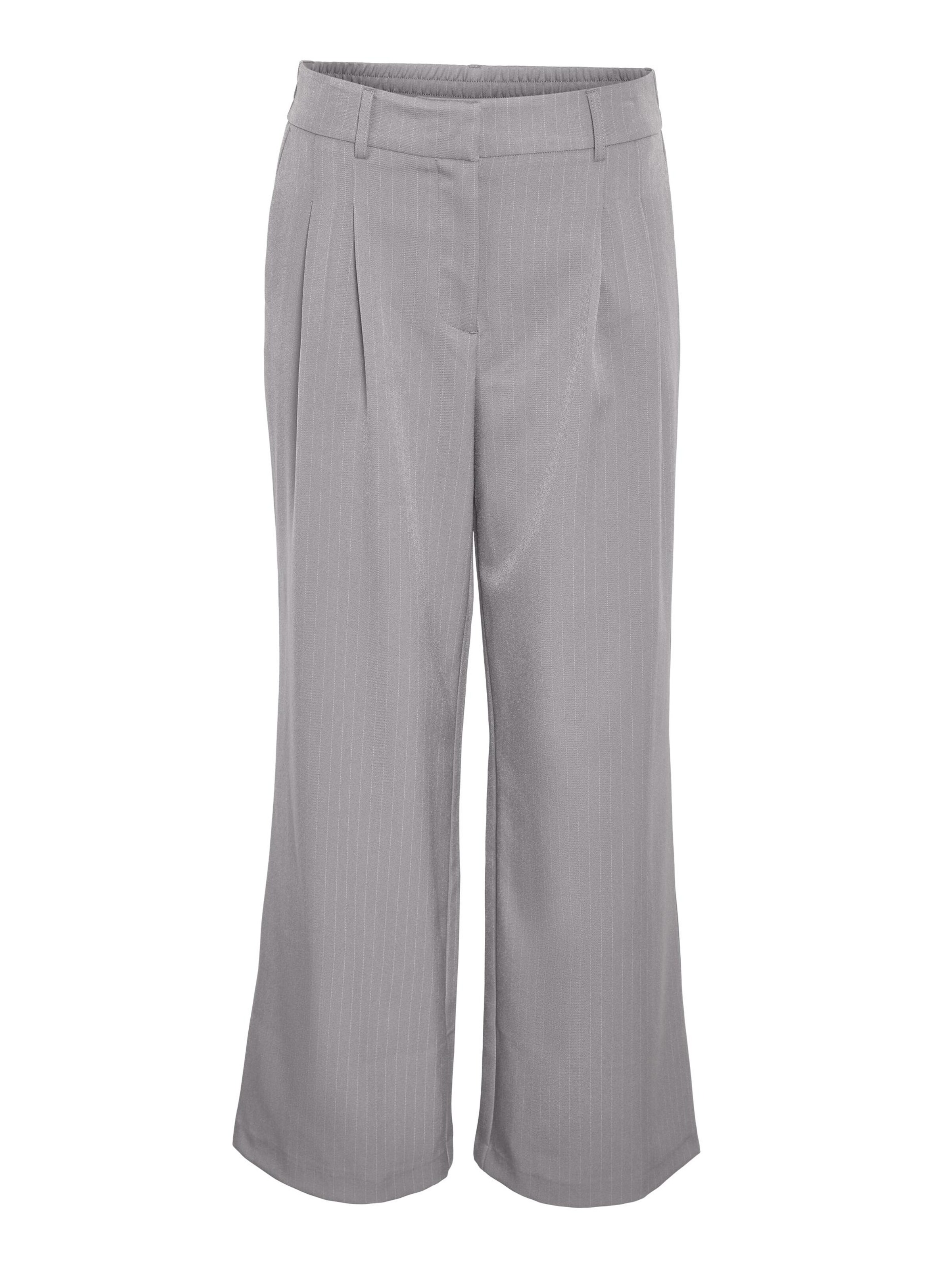 Noisy may Wide leg Pleat-Front Pants 'MILLA LARRIE' in Grey: front