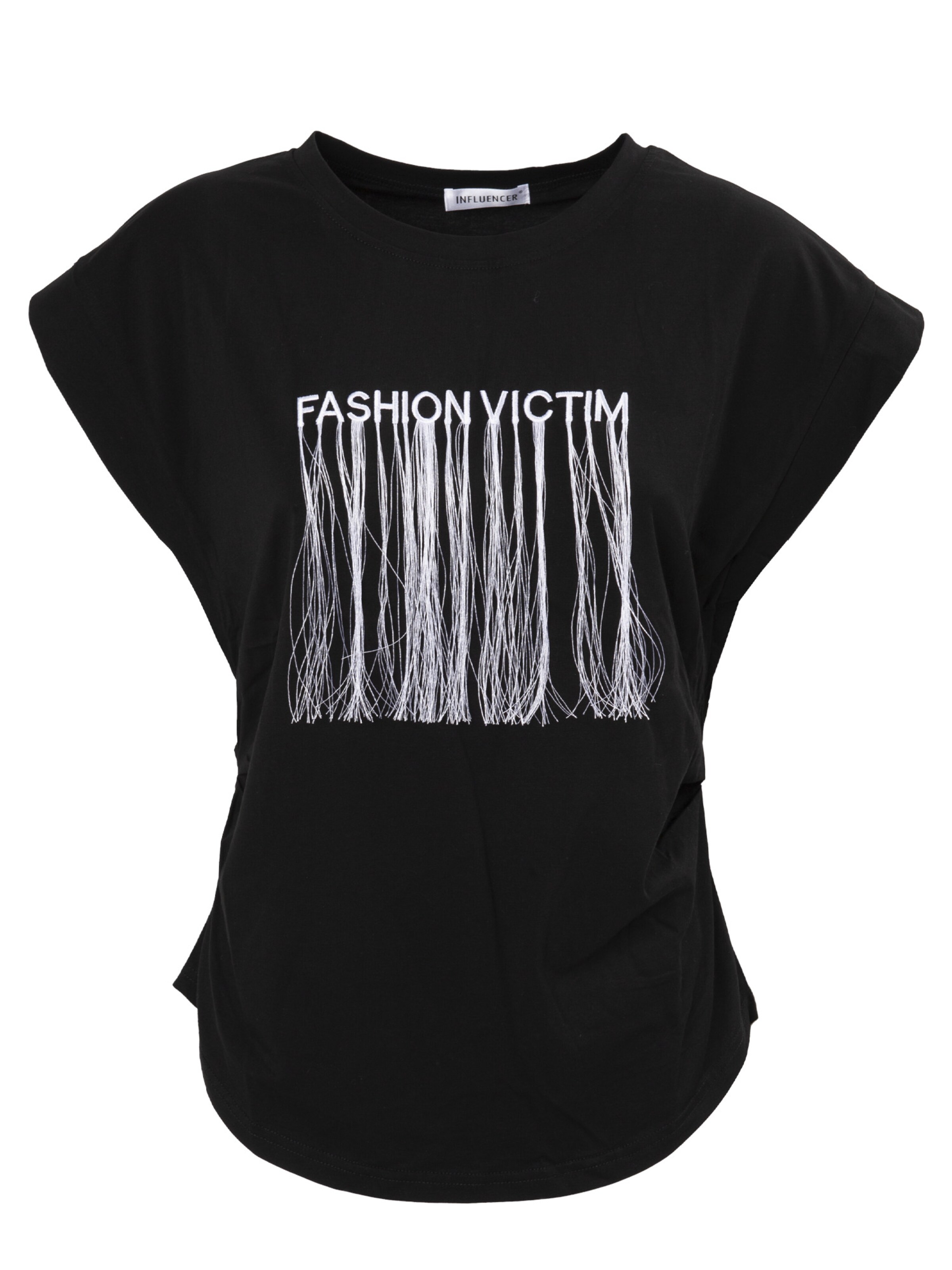 juoda Influencer Marškinėliai: priekis