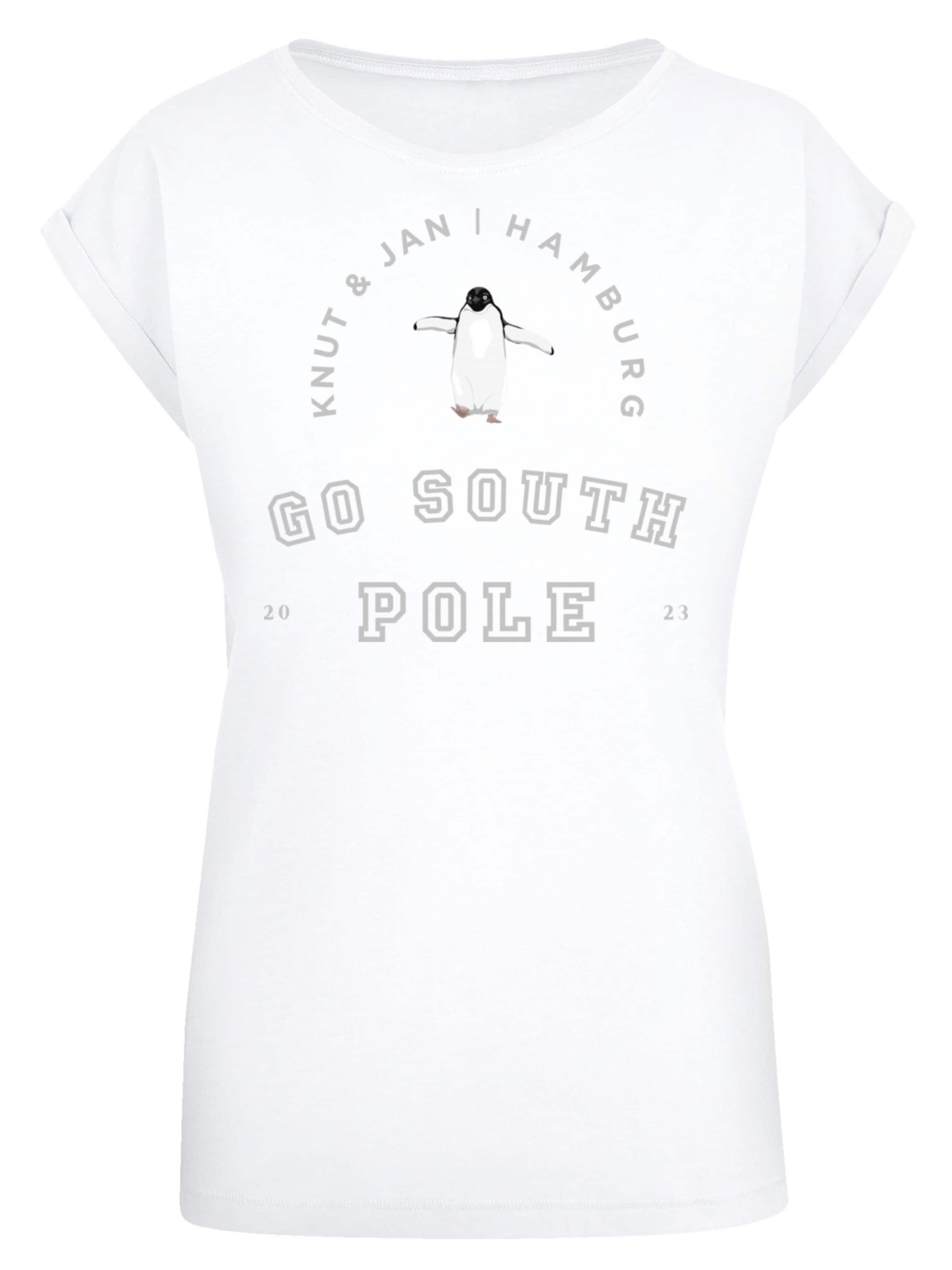 F4NT4STIC Shirt 'Pinguin Knut & Jan Hamburg' in Wit: voorkant