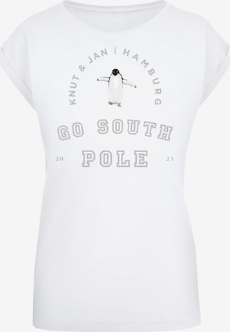F4NT4STIC Shirt 'Pinguin Knut & Jan Hamburg' in Weiß: Vorderseite