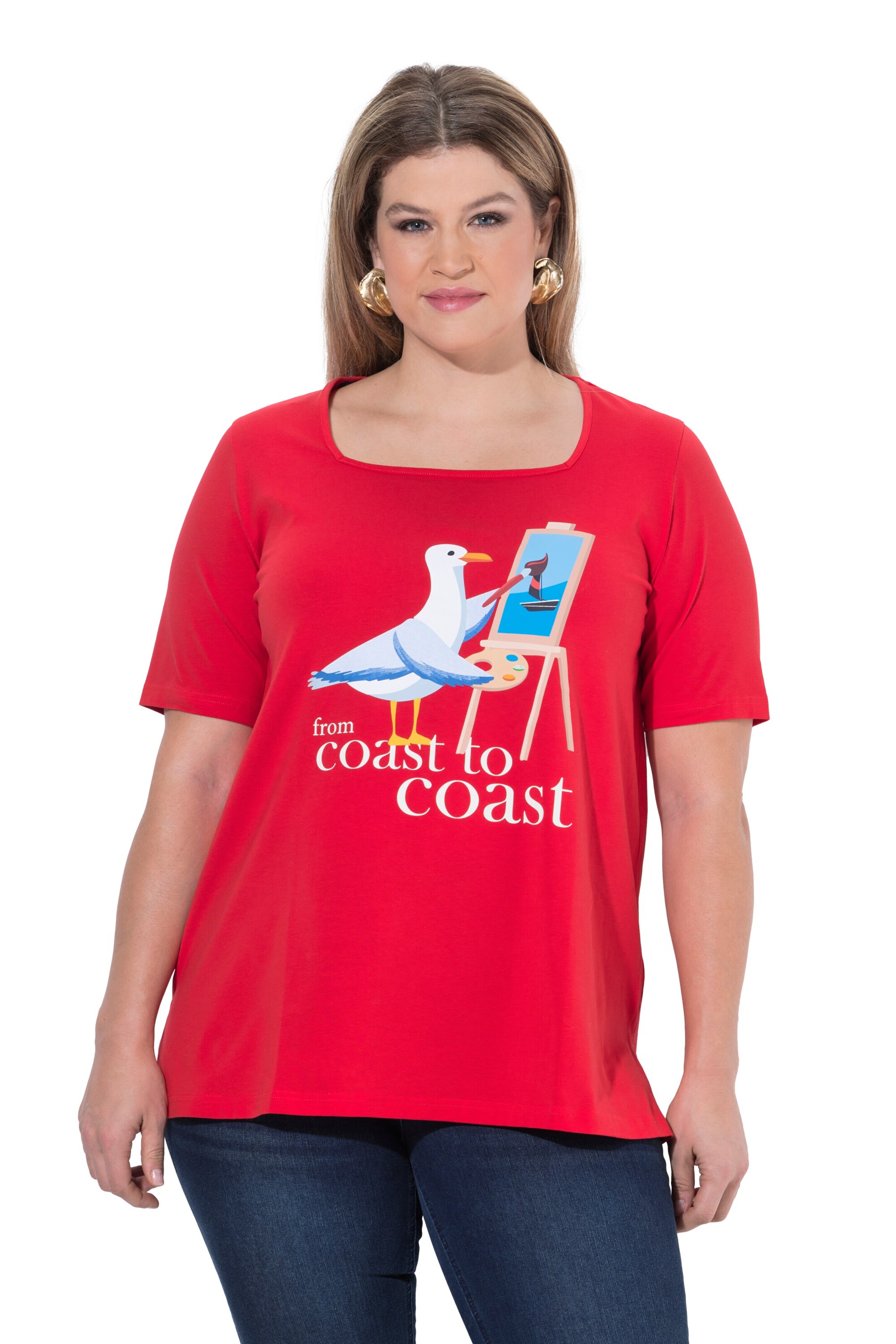 Ulla Popken Shirt in Rood: voorkant