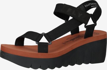 FLY LONDON Strap Sandals in Black: front