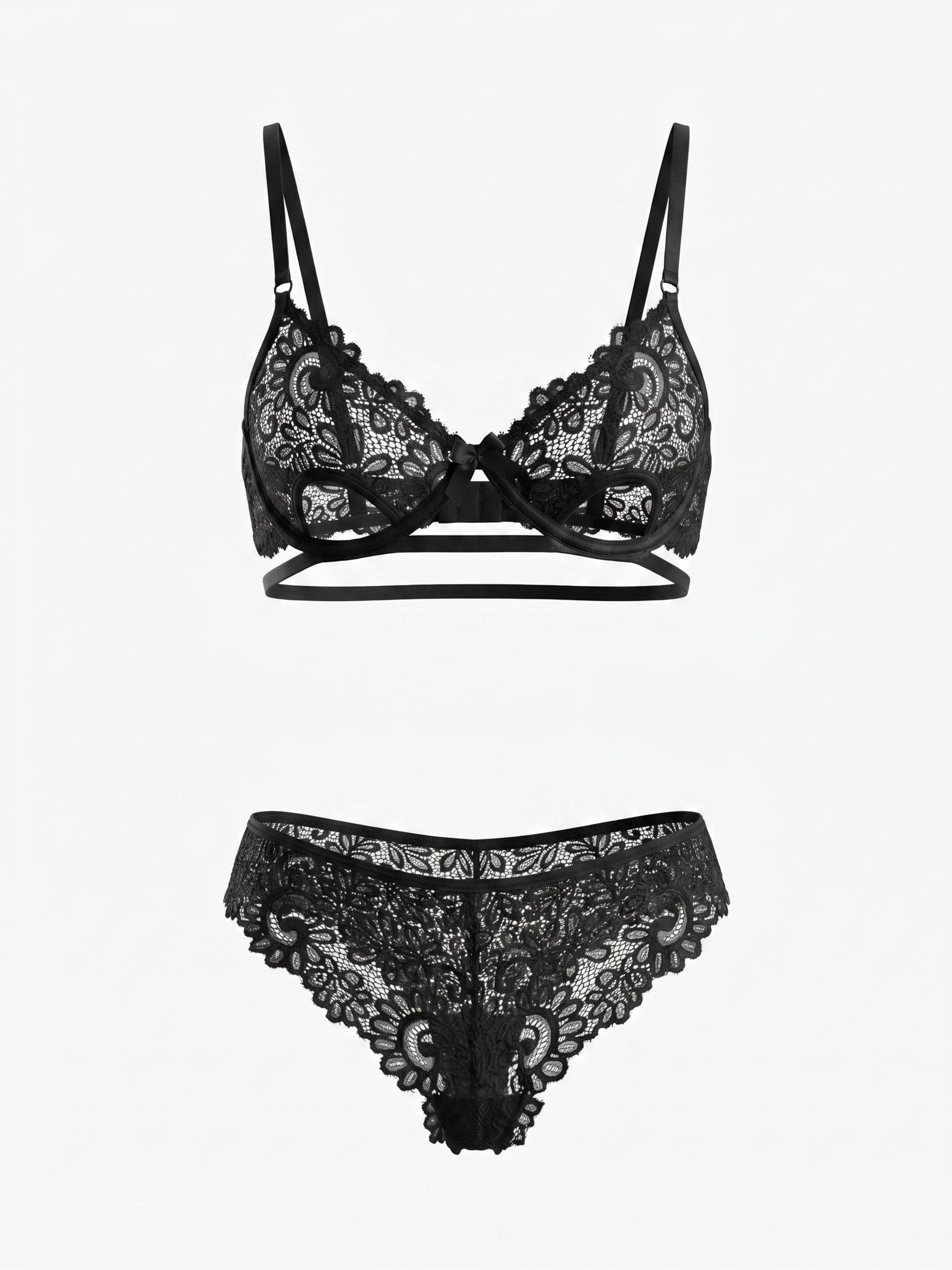 Cupshe Bustier Wäsche-Sets‌‌ in Schwarz: Vorderseite
