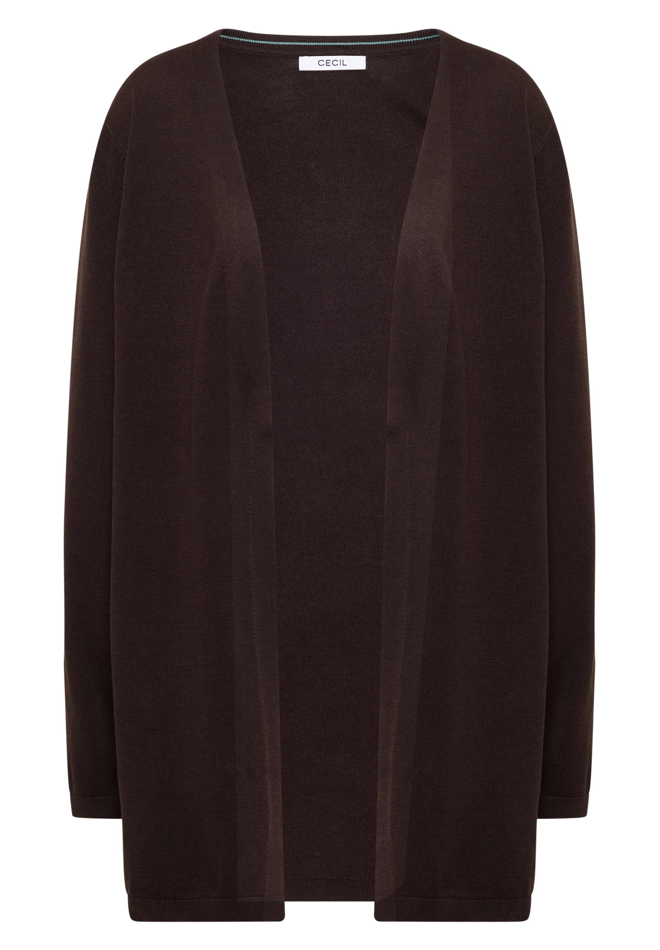 CECIL Offener Cardigan in langer Passform in Braun: Vorderseite
