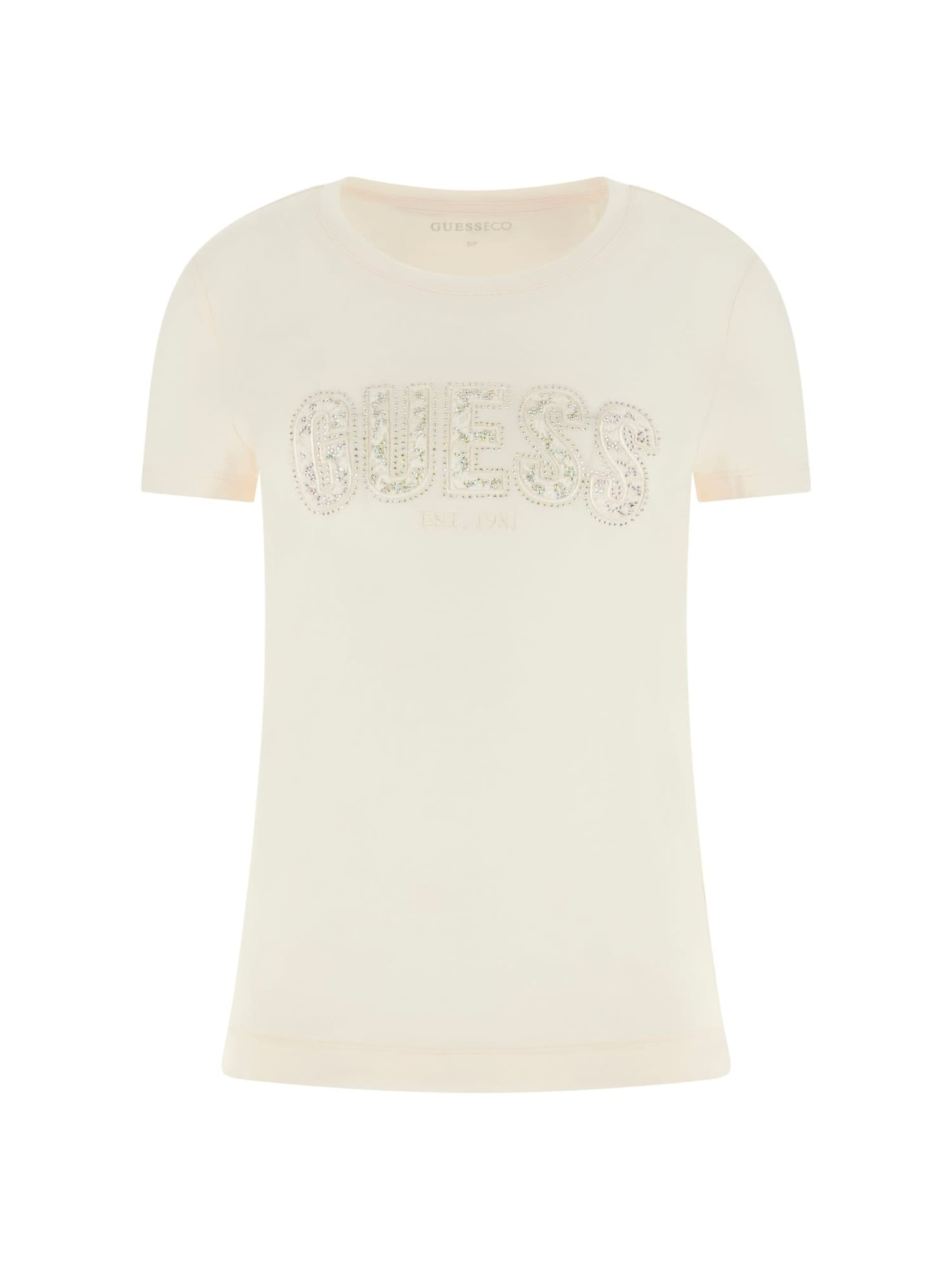 GUESS Shirt 'Logo Lace' in White: front