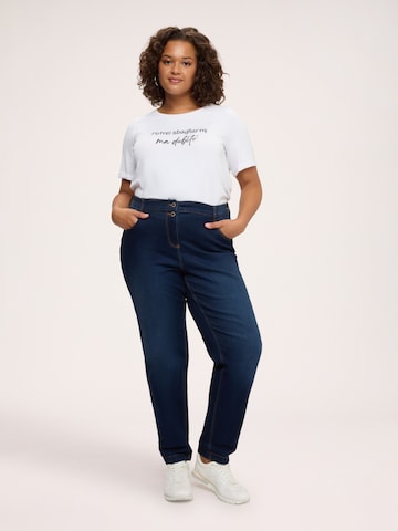 Fiorella Rubino Slimfit Jeans in Blauw: voorkant