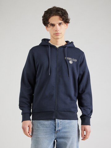 JJ Rebel - Sudadera con cremallera 'JREBANDREW' en azul: frente