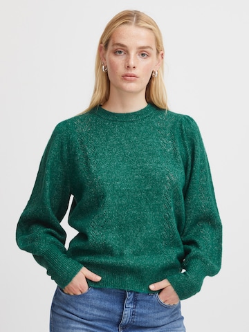 ICHI Sweter 'KAMARA' w kolorze zielony: przód