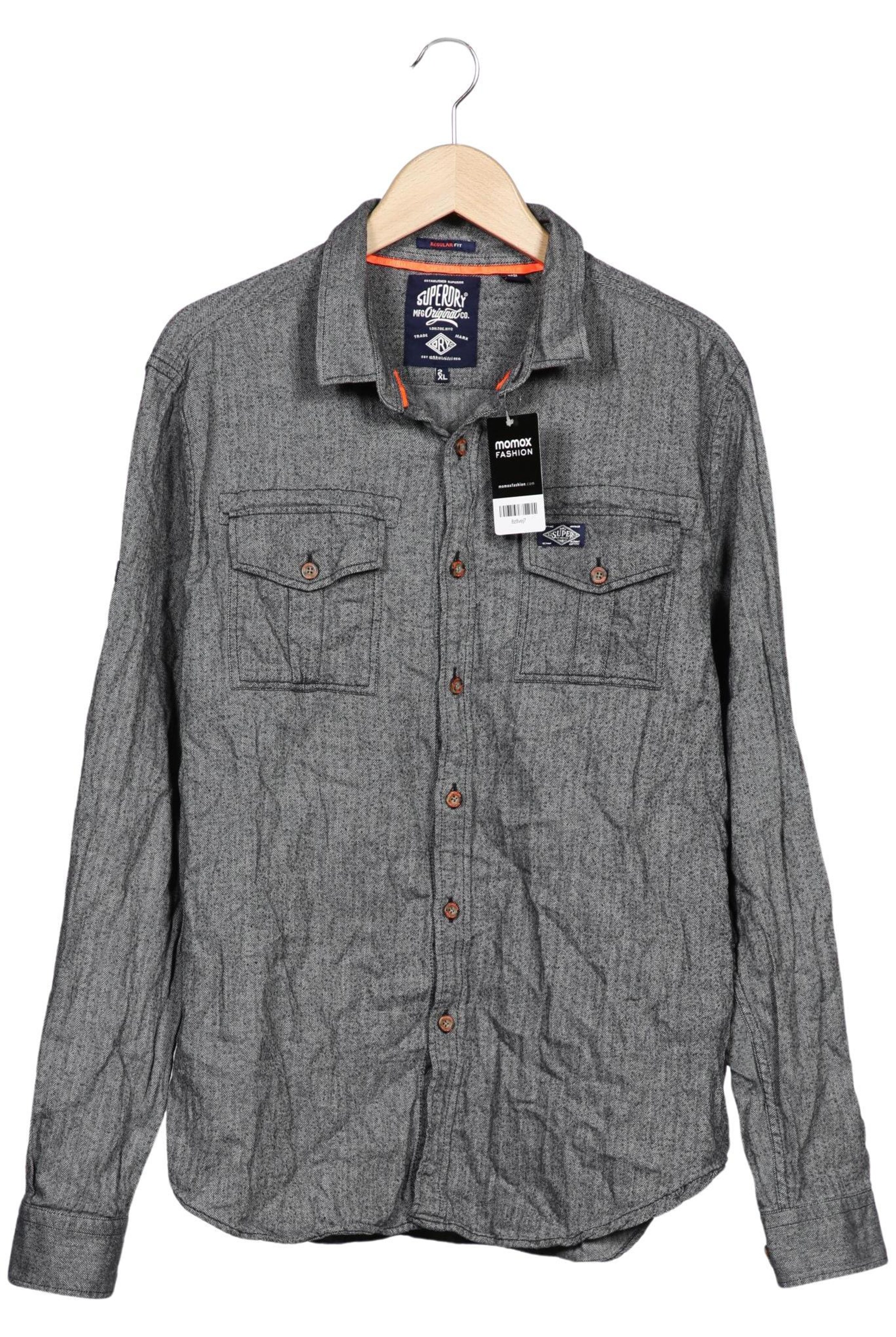 Superdry & Co Button Up Shirt in XXL in Grey: front