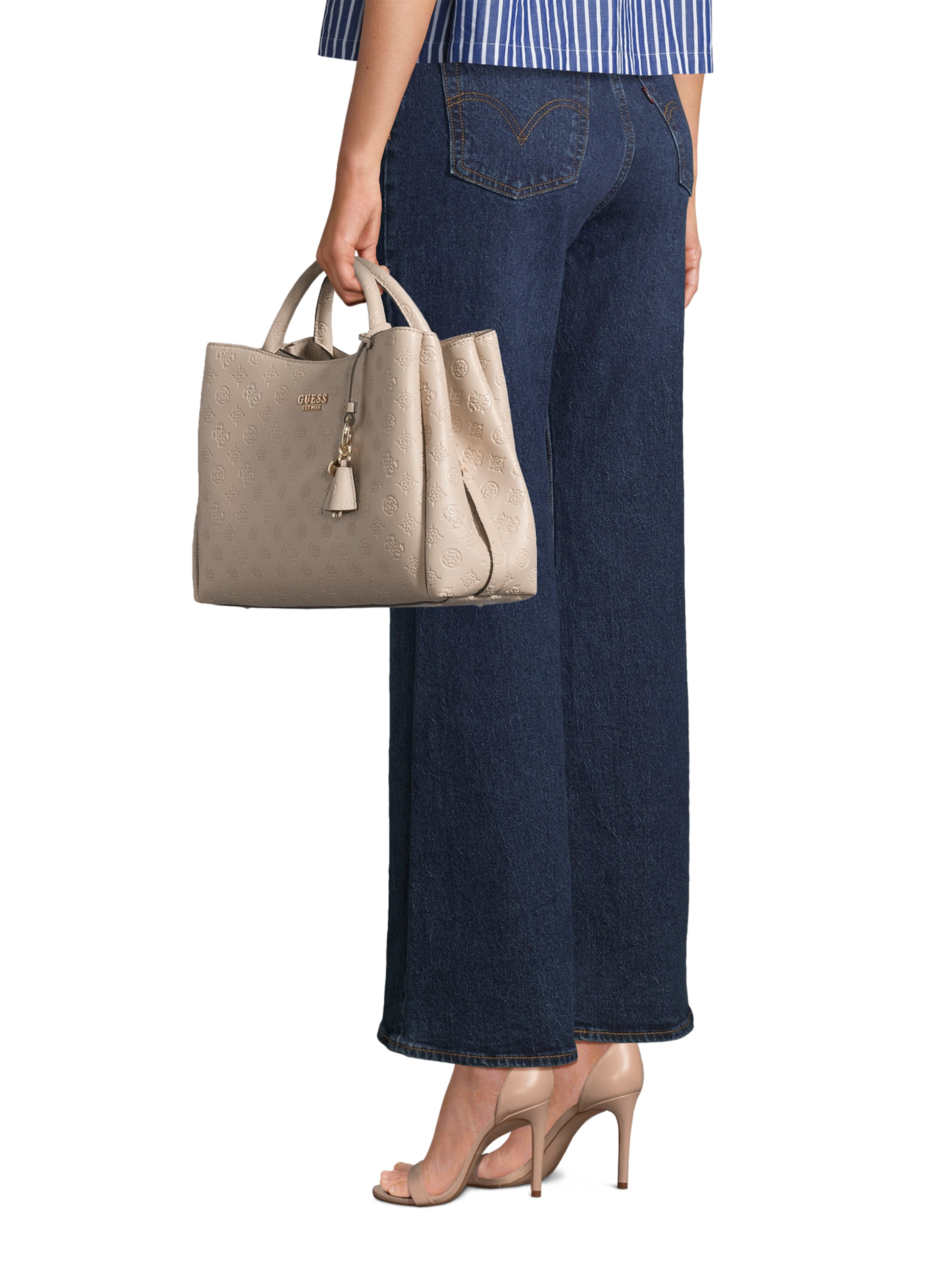 GUESS Kabelka 'PHOEBE LRG GIRLFRIEND SATCHEL' – šedá