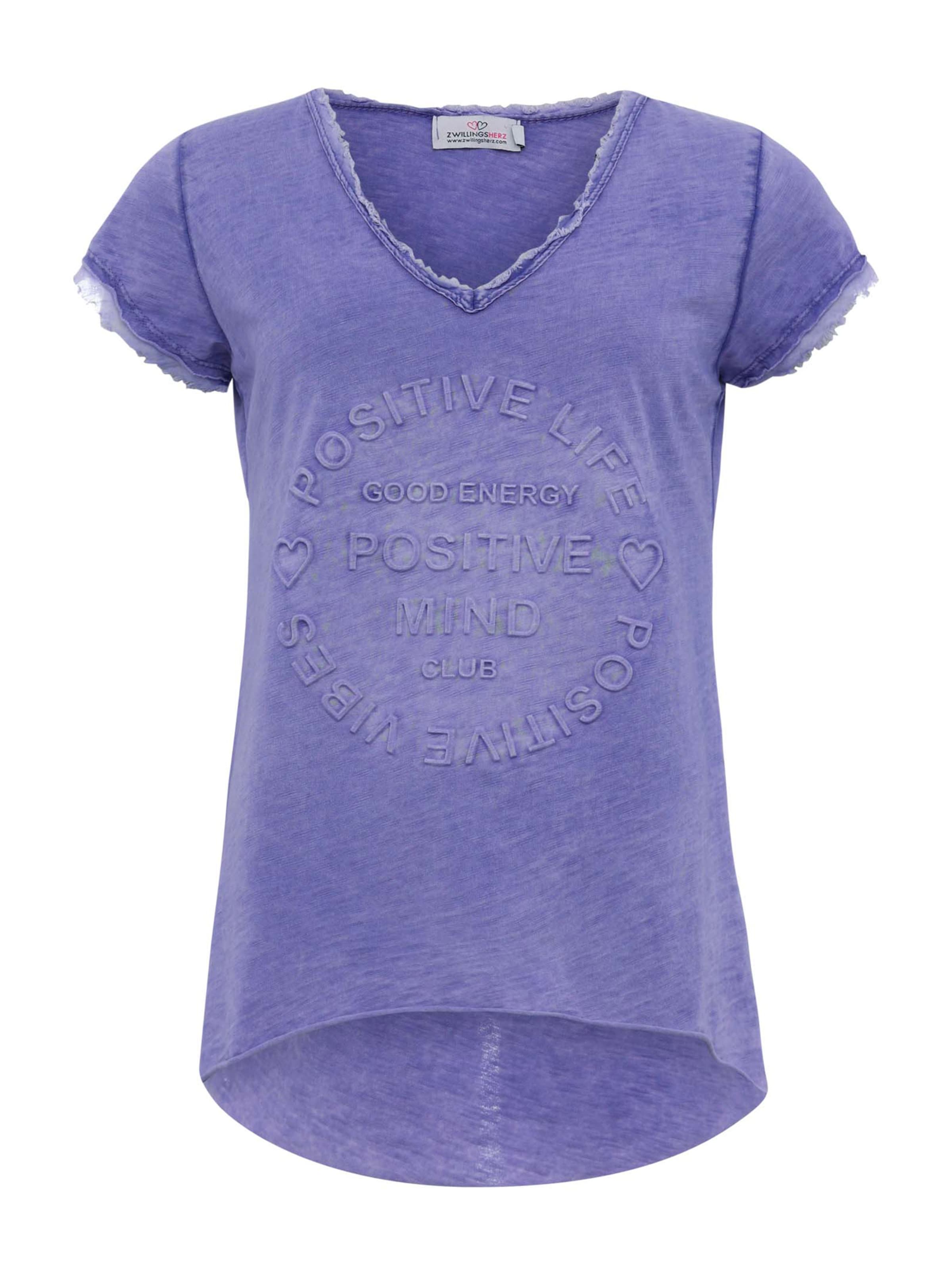 Zwillingsherz Μπλουζάκι 'Positive Mind' σε λιλά: μπροστά